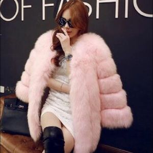 Pink Faux Fur Coat